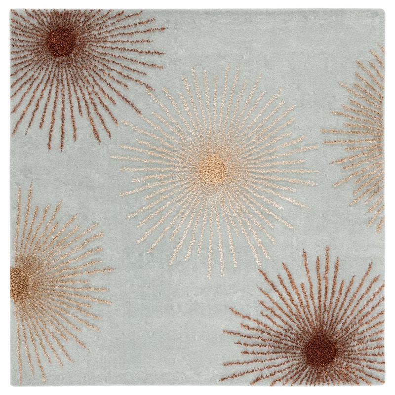 SAFAVIEH Handmade Soho Sade New Zealand Wool Rug - 6' Square - Light Blue/Multi