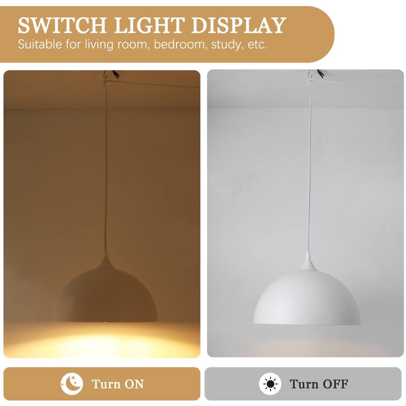 1-Light Dome Hanging Pendant Light Chandelier Lighting for Kitchen Island with Metal Cover & Plug
