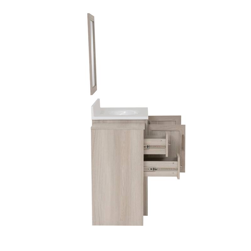 Linon Blakely Vanity with Mirror and 12-inch Side Cabinet