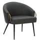 preview thumbnail 1 of 12, Mid-Century Modern Faux Leather and Metal Accent Chair - Vintage Charcoal and Black and Aged Gold Charcoal