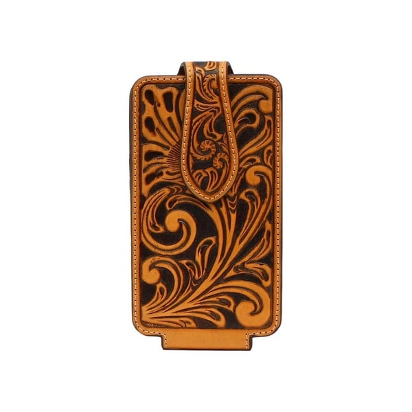 Ariat Western Cell Phone Case Leather Floral Natural