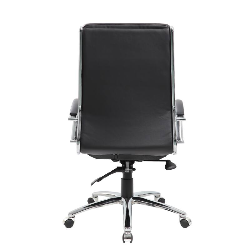 Dave Tall Executive Swivel Armchair, Chrome Finish, Black Vinyl