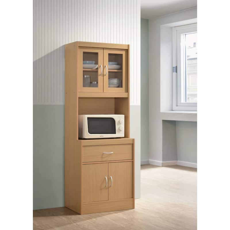 71" Beige Top and Bottom Enclosed Kitchen Cabinet