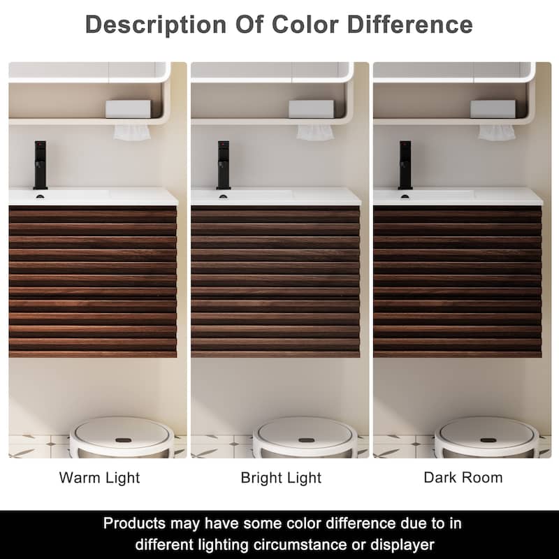 Bathroom Vanity with Drop-In Ceramic Sink Wall-Mounted Storage Cabinet