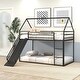 preview thumbnail 1 of 23, Twin over Twin House Bunk Bed with Convertible Slide, Ladder and Safety Guardrail