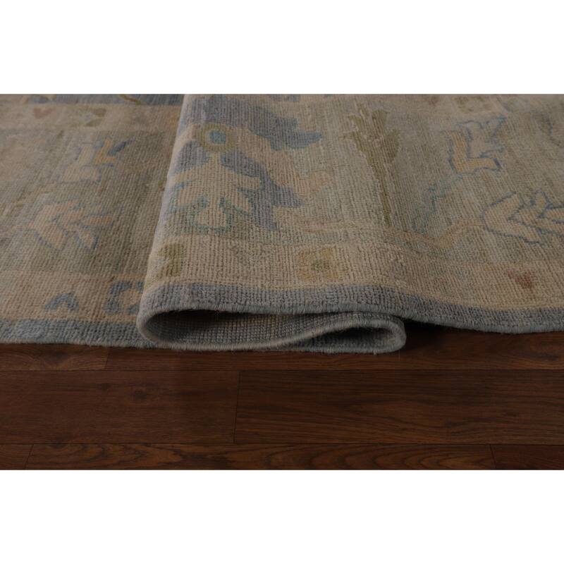 Blue Vegetable Dye Oushak Oriental Large Area Rug Handmade Wool Carpet - 10'5"x 13'7"