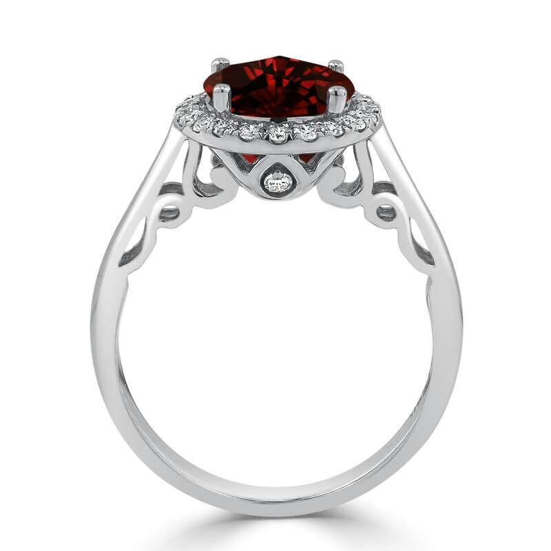 Auriya 2 1/2ct Round Garnet Gemstone and Halo Diamond Engagement Ring 1/4ctw 14k Gold