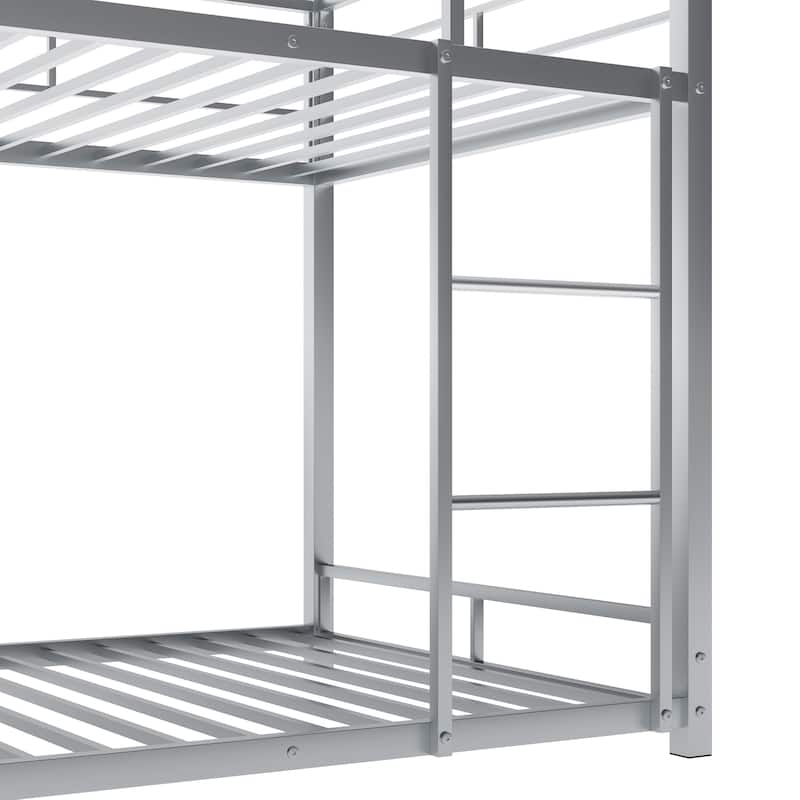 Metal Triple Bunk Bed for 3 Kids, Convertible into Platform Bedframe
