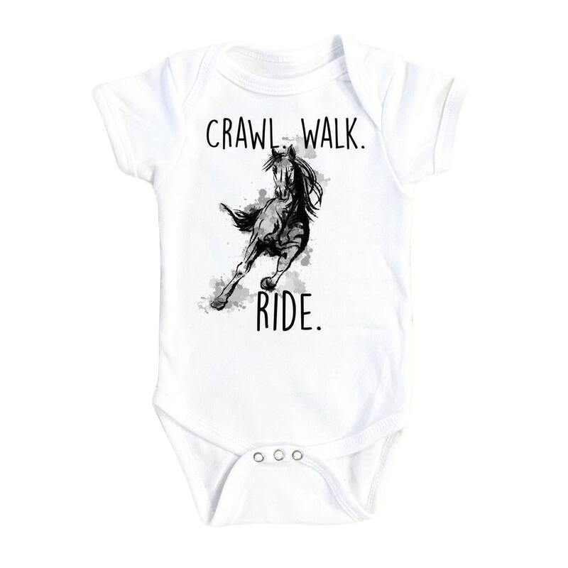 Horse Ride - Baby Boy Girl Clothes Infant Bodysuit Funny Cute Newborn - White - 0-3M