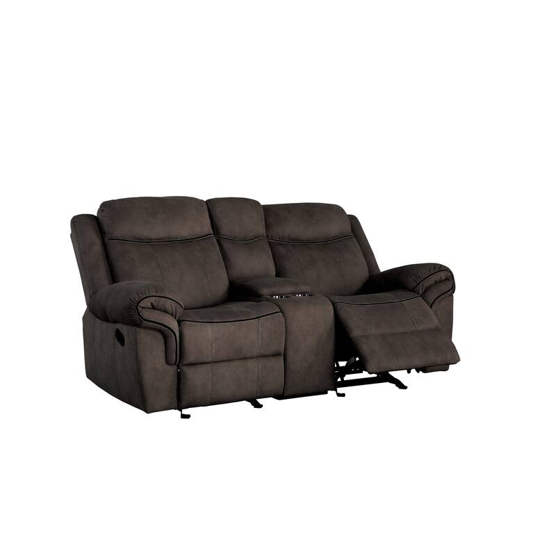 Velvet Upholstered Loveseat with USB Docks and Storage Console, Gray