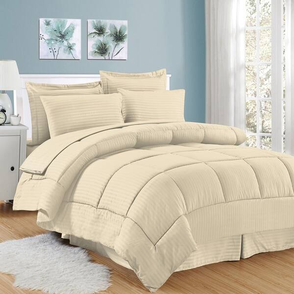 Soft Dobby 8 Piece Striped Down Alternative Bed In A Bag Set W Sheets On Sale Overstock 10837713