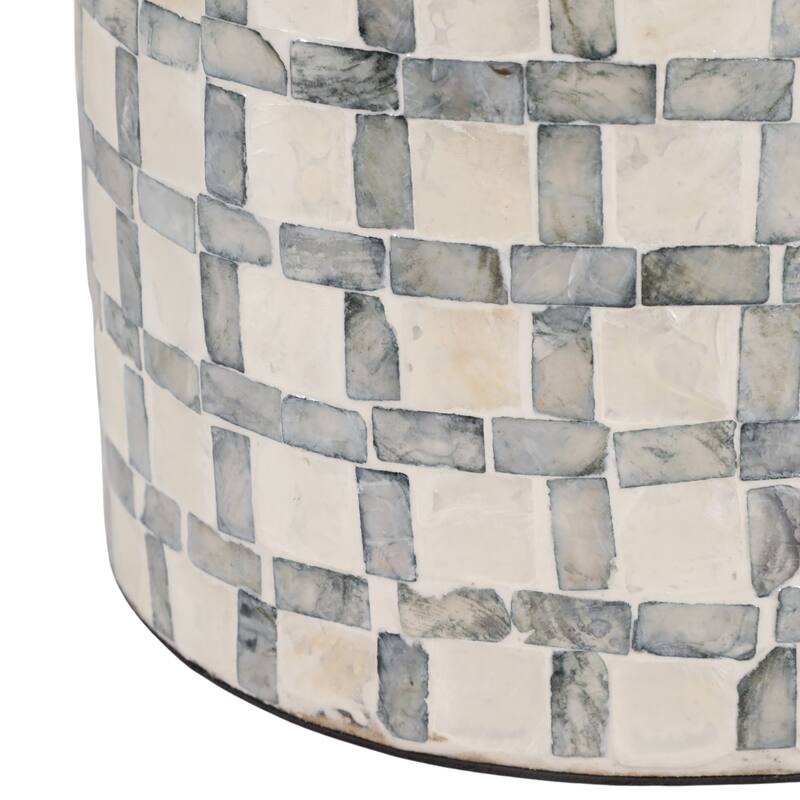 Mosaic Capiz Vase with Checkered Pattern - Tall Flower Vase