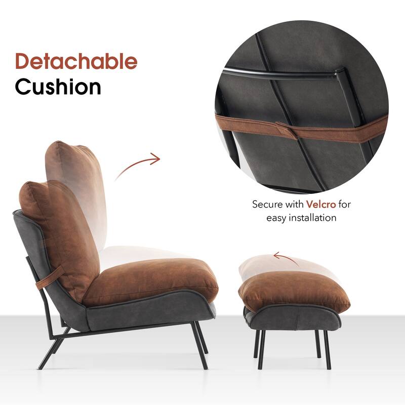 MCombo Accent Chair with Ottoman, Leathaire Fabric LW951