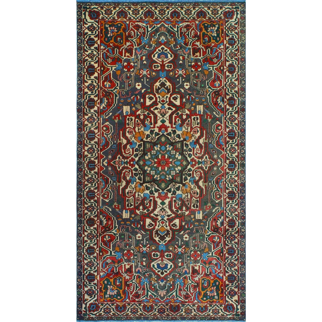 Fine Vintage Bakhtiari Sara Blue/Ivory Runner - 5'3" x 10'2"