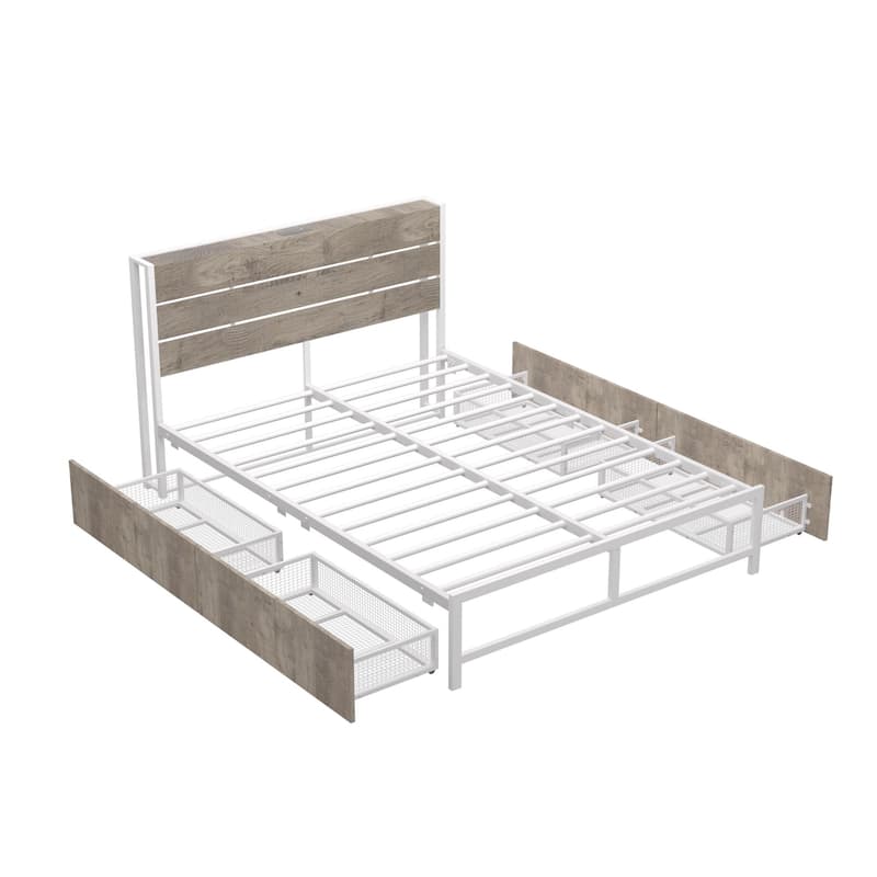 Metal Platform Bed With Four drawers Bed Bath & Beyond 39580815