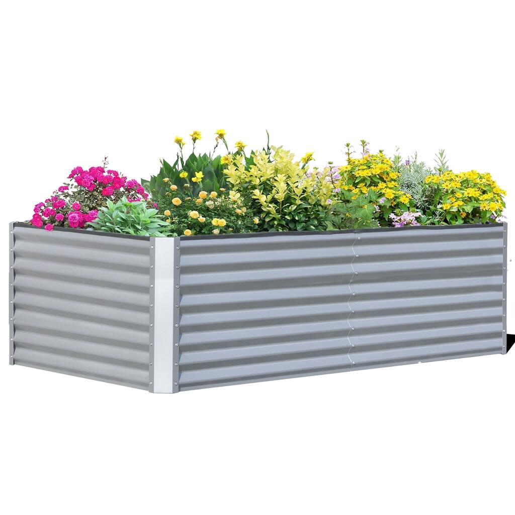 8x4x2 FT Outdoor Galvanized Raised Planter Garden Bed
