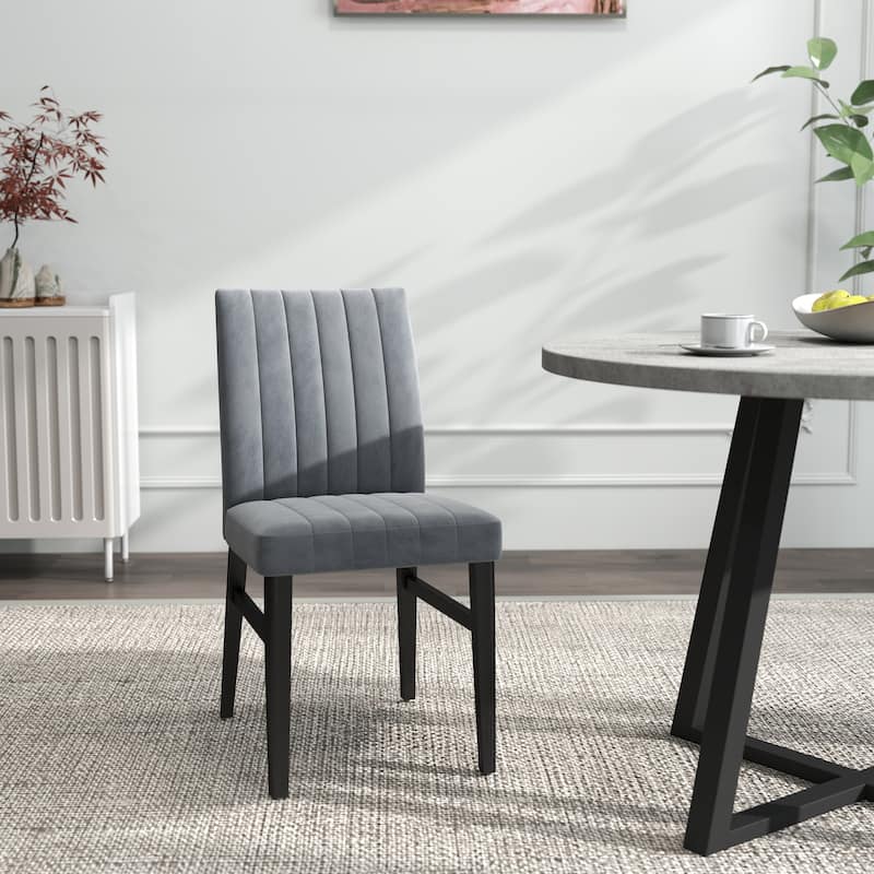 Roundhill Furniture Edo 5-Piece Dining Set, Round Table with 4 Upholstered Chairs,