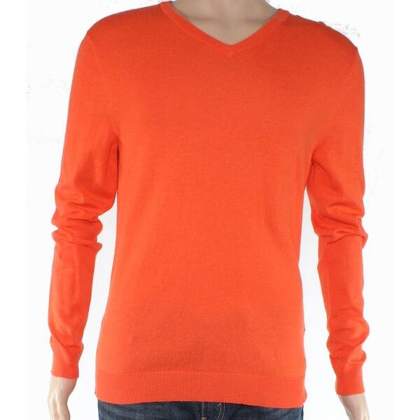 Shop Alfani Mens Sweater Ginger Wrap Orange Size Small S V Neck