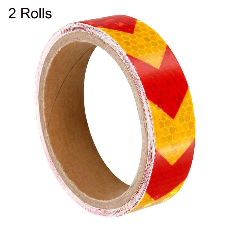 Reflective Tape, 2 Roll 10 Ft x 1-inch Safety Tape Reflector, Arrow Yellow Red - Arrow Yellow Red