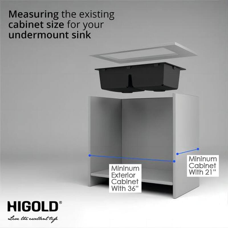 HIGOLD 9-Inch Undermount Dual Equal Bowl Quartz Sink
