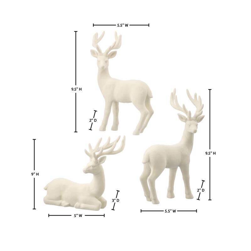 5-9.5" Resin Flocked Deer Set of 3