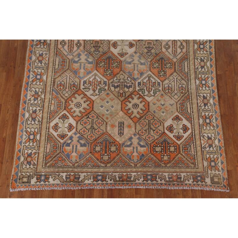 Orange Bakhtiari Persian Vintage Area Rug Handmade Wool Carpet - 6'4" x 9'3"