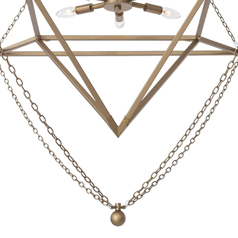 Modern 6 - Light Brass Dust Metal Geometric Chandelier - 44.88"x44.88"x45.53"