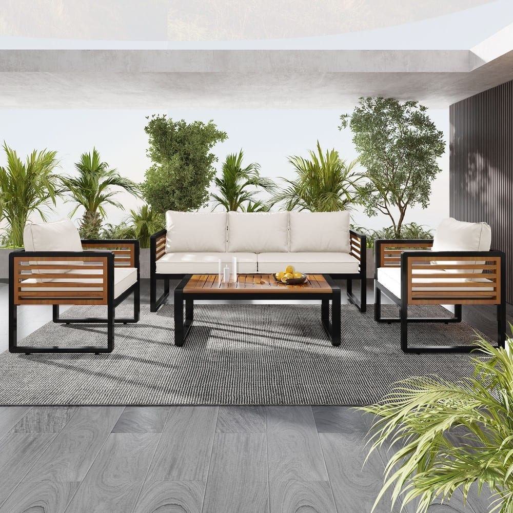 Patio 4-piece Conversation Set with Removable Cushion