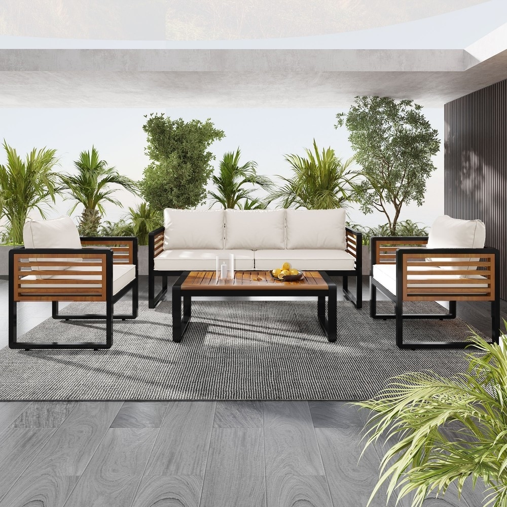 Patio 4-piece Conversation Set with Removable Cushion