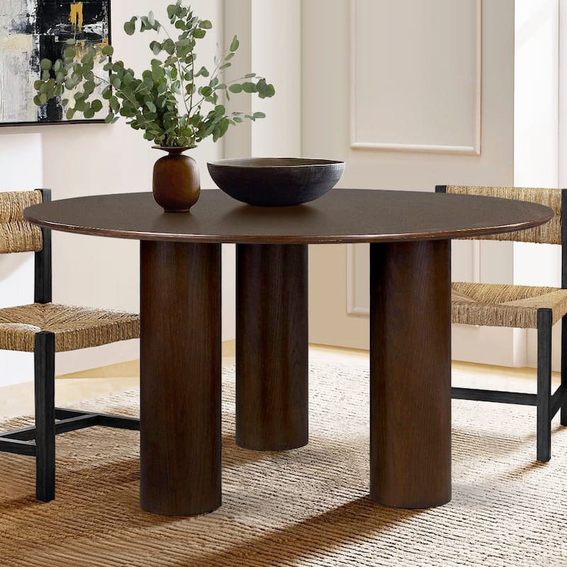 3 Legged 52" Solid Oak Round Dining Table