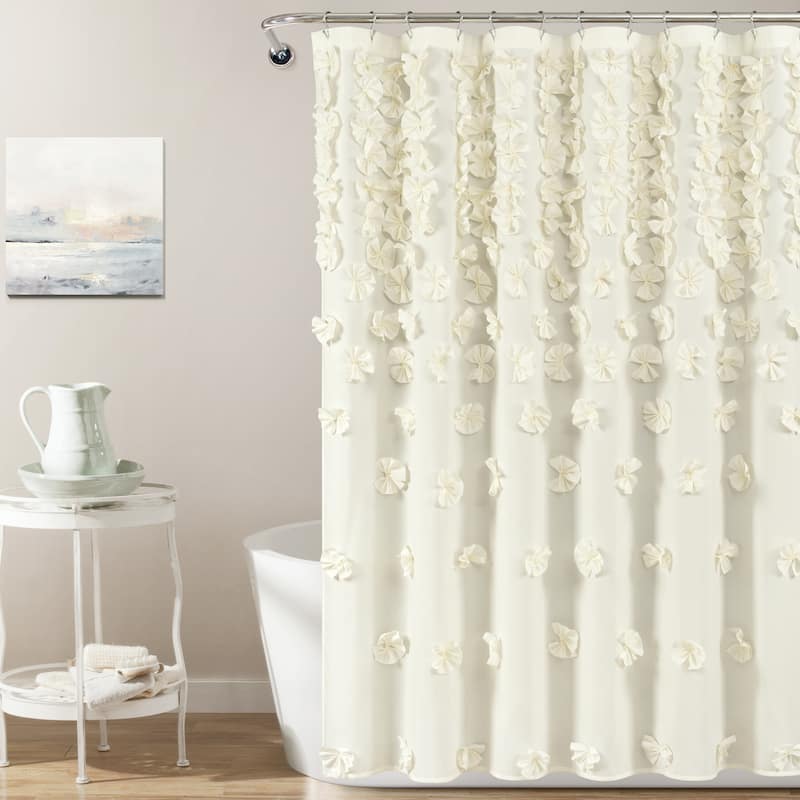 Silver Orchid Sterling Polyester Shower Curtain - Ivory