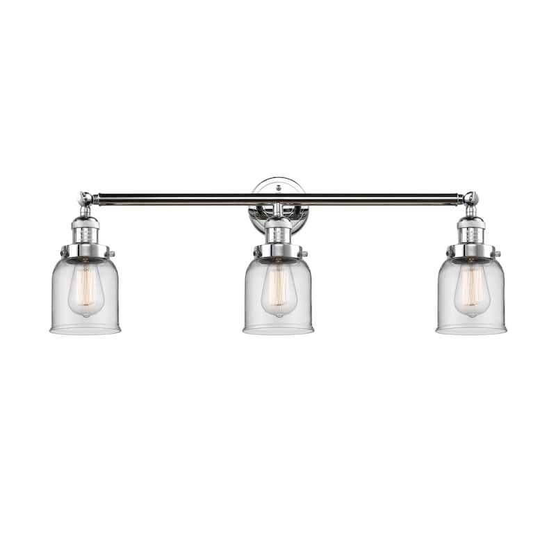 Innovations Lighting Small Bell 3 Light 30" Wide Bathroom Vanity Light - Polished Chrome / Clear