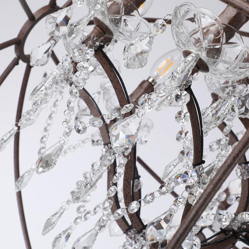 18-light Orb Design 43" Chandelier With Clear Crystals - Brown&Black