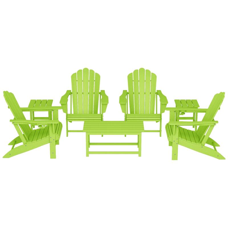 Aderson Outdoor Poly Adirondack Conversation Lounge 7-Piece Set - Lime
