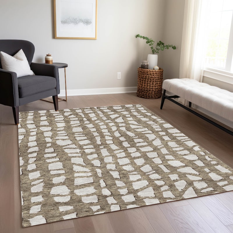 Machine Washable Indoor/ Outdoor Chantille Modern Abstract Rug