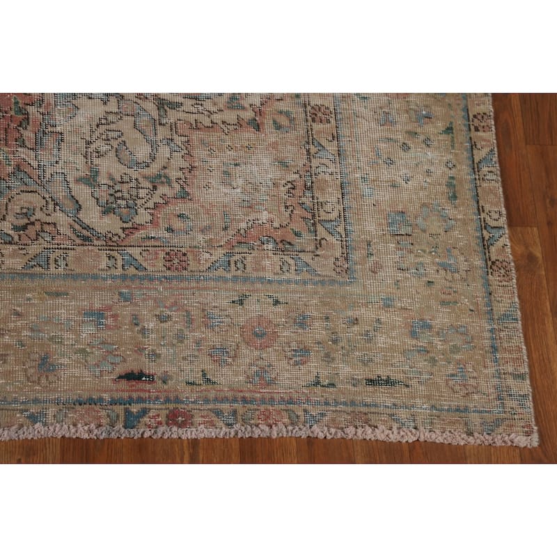 Distressed Tabriz Persian Vintage Rug Handmade Wool Carpet - 6'6" x 9'6"