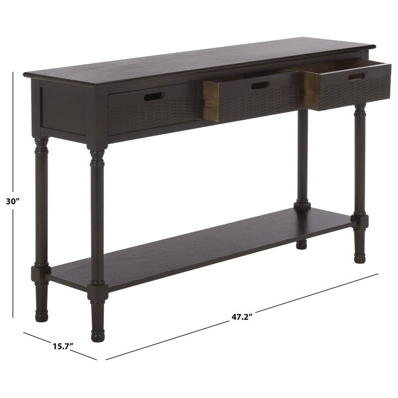 SAFAVIEH Macie 3-Drawer Console Table - 47.3" W x 13" L x 29.5" H - 47.3" W x 13" L x 29.5" H - 47"W x 13"D x 30"H