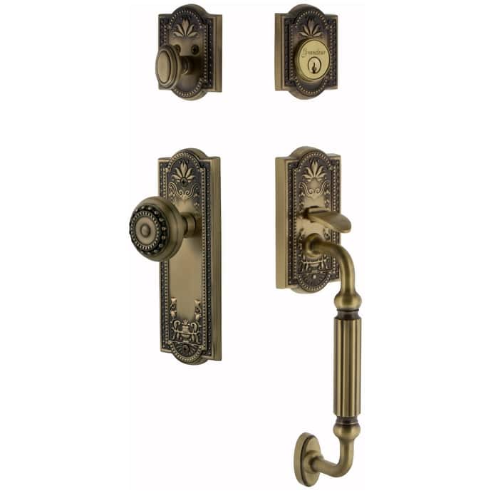 Grandeur Parthenon Solid Brass Rose Single Cylinder Keyed Entry - Vintage Brass