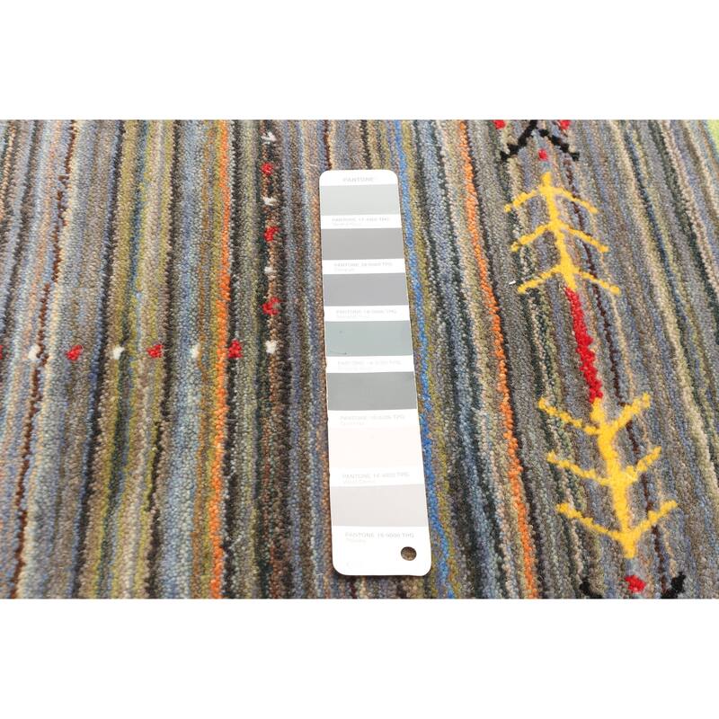 ECARPETGALLERY Hand Loomed Kashkuli Gabbeh Grey Wool Rug - 3'11 x 5'7