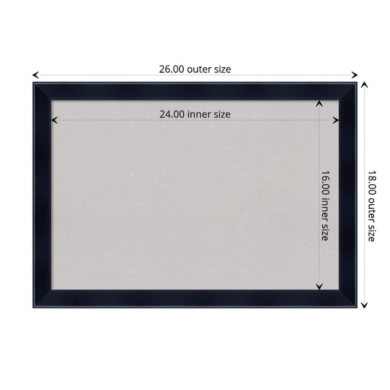 Madison Black Wood Framed Grey Corkboard Bulletin Board - Board Size 24x16