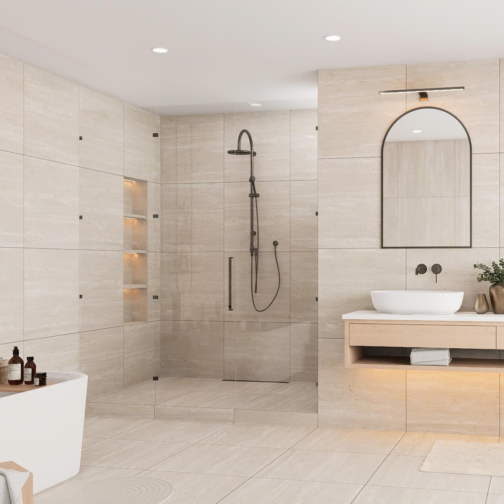 Merola Tile Fusione Travertino Navona 23-1/2" x 23-1/2" Porcelain Floor and Wall Tile