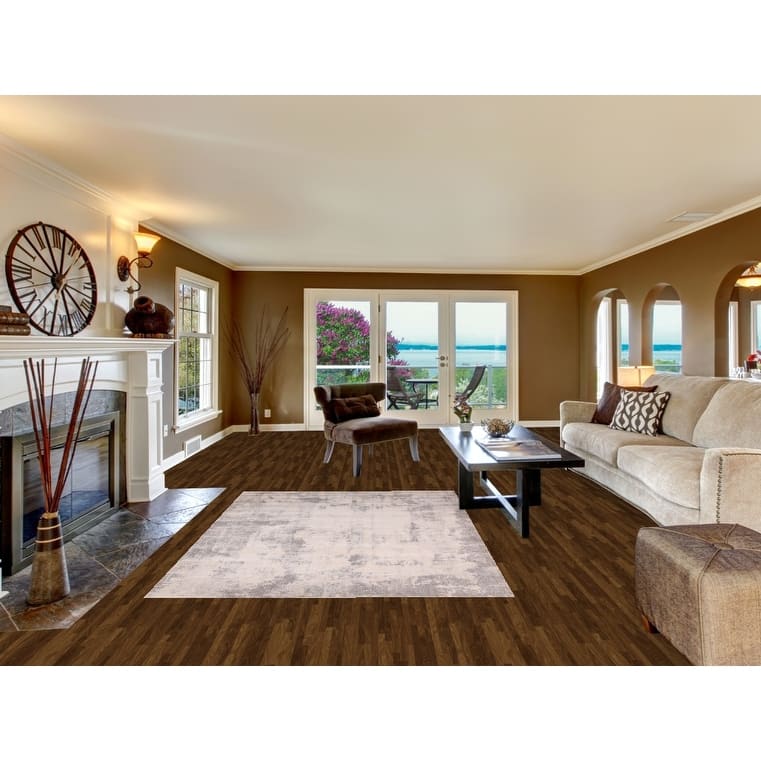 Abstract Contemporary Area Rug Hand-Knotted Oriental Wool Carpet - 5'4"x 7'7"