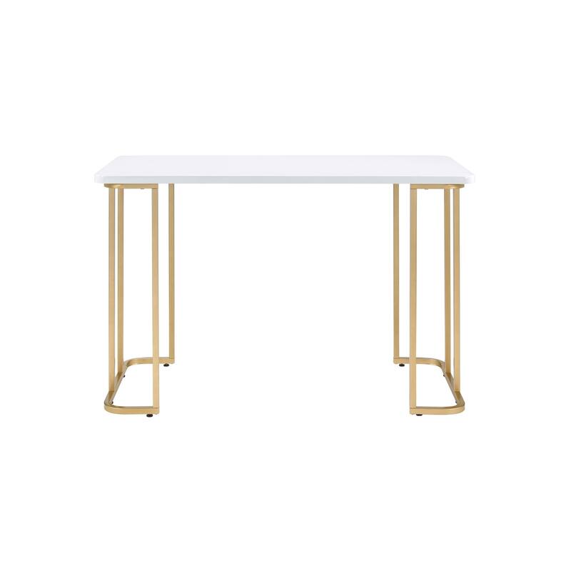 48" White and Gold Writing Desk