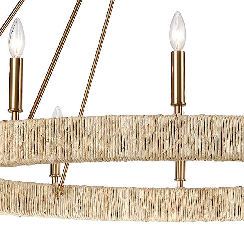 Abaca 24-inch Wide 5-Light Chandelier in Satin Brass