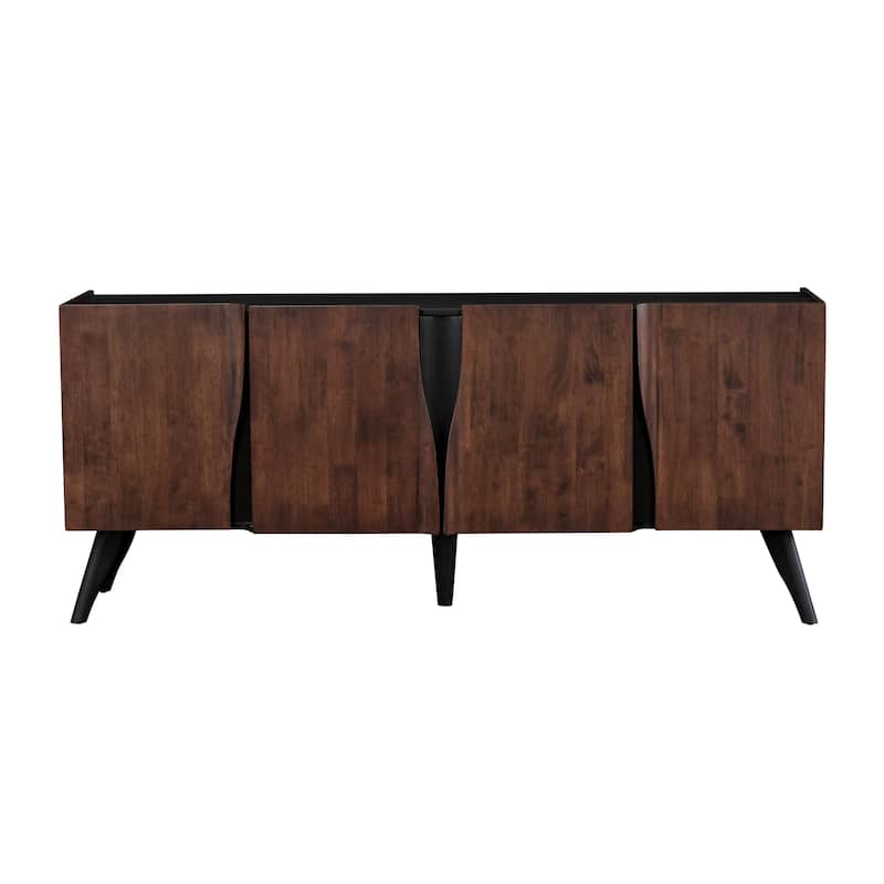 Furniture of America Abigail XI Mid-Century Modern Walnut Solid Wood 79-inch Dining Server with Shelves
