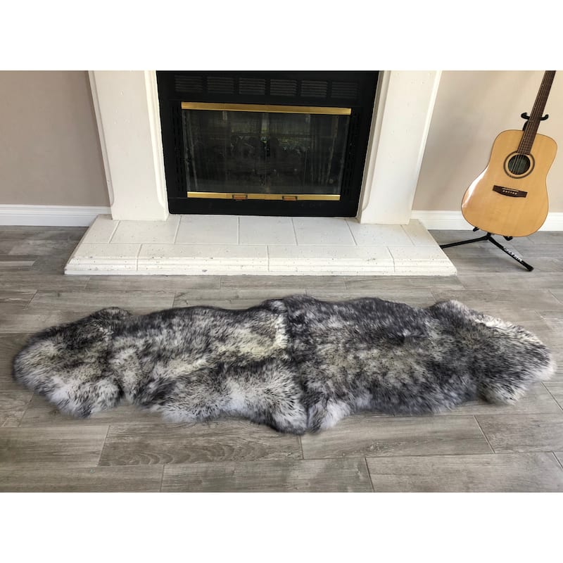 Dynasty Natural 2-Pelt Luxury Long Wool Sheepskin Shag Rug