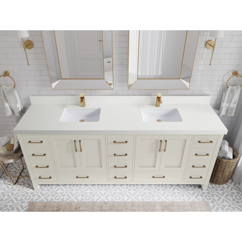 Willow Collection 84 in. W x 22 in. D Malibu Double Sink Bathroom Vanity with Countertop