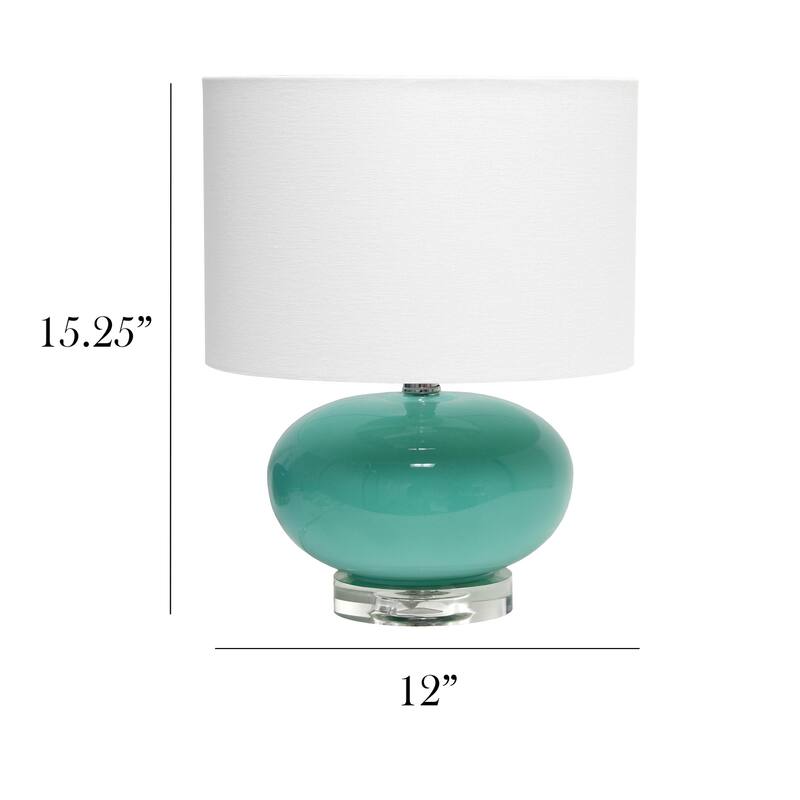 15.25 in. Aqua Finish Table Lamp with White Shade, Sturdy Table Lamp for Living Rooms and Bedrooms