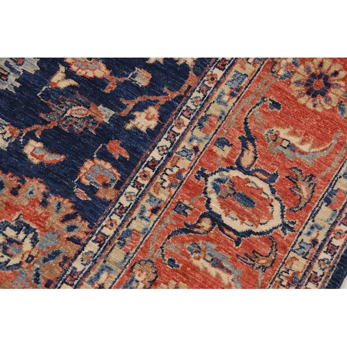Oriental Ziegler Leone Blue Rust Hand-knotted Wool Rug - 7'8" x 10'3"