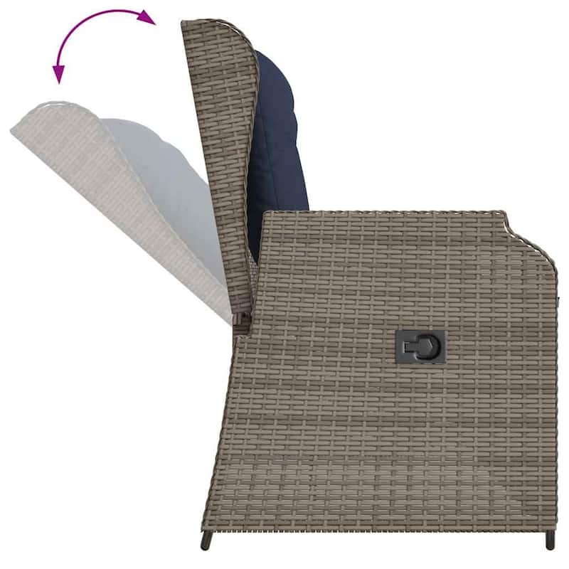 vidaXL Garden Bench with Cushion Brown Poly rattan - 26 x 43 x 37